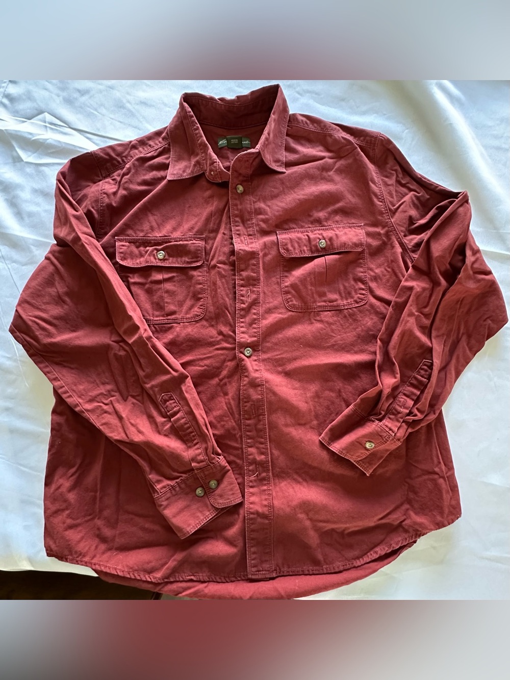 Eddie Bauer Men's Casual Button-Down Shirt in Dusty Red